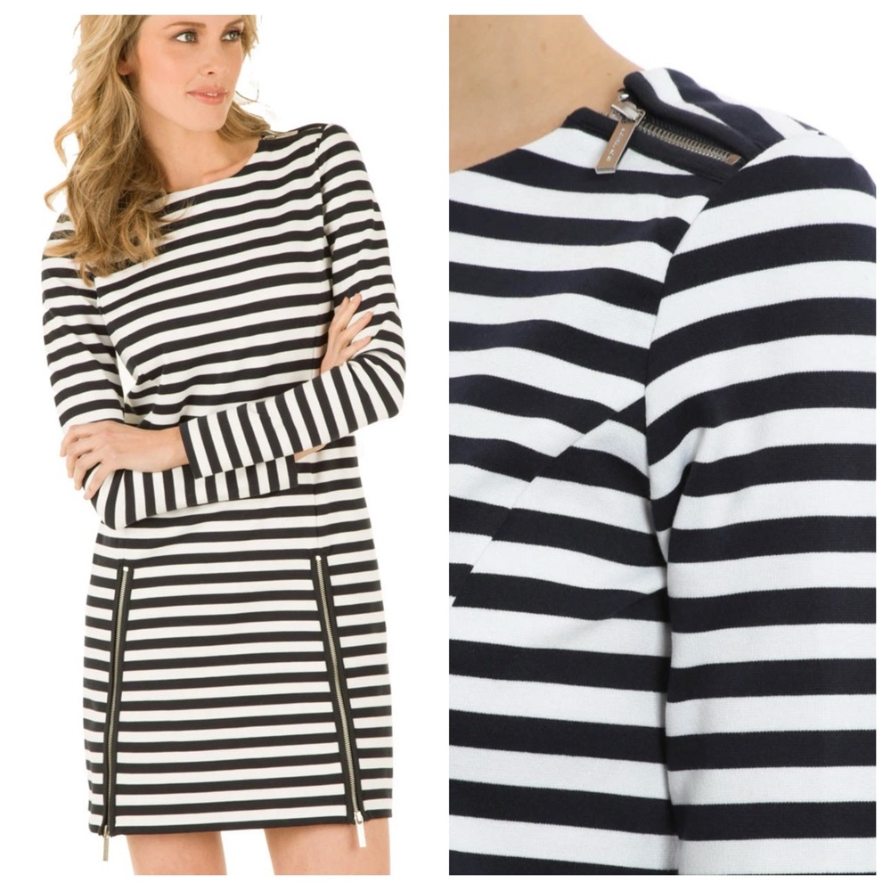 Michael Kors Black and White Striped Dress-Size M